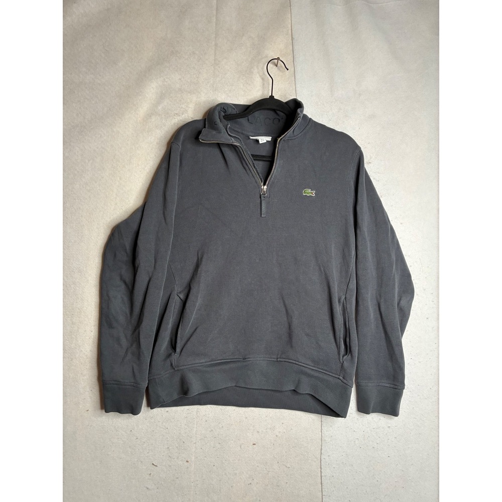 Lacoste Mens Quarter Zip Pullover Sweatshirt Gray SH8891 Size XL FR 6